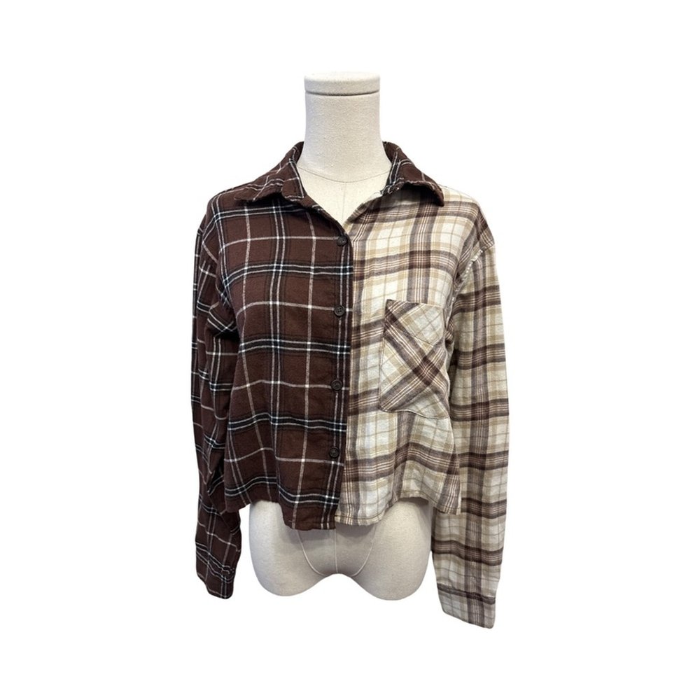 Streetwear Society flannel Plaid Patchwork Shirt - size S